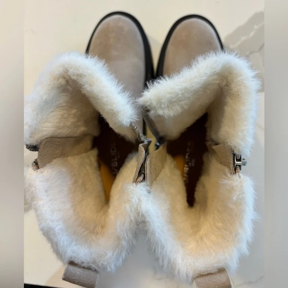 New w/o Tags J Slides Allie Suede Faux Fur Platform Ankle Boot-Never Worn! - Picture 4 of 5